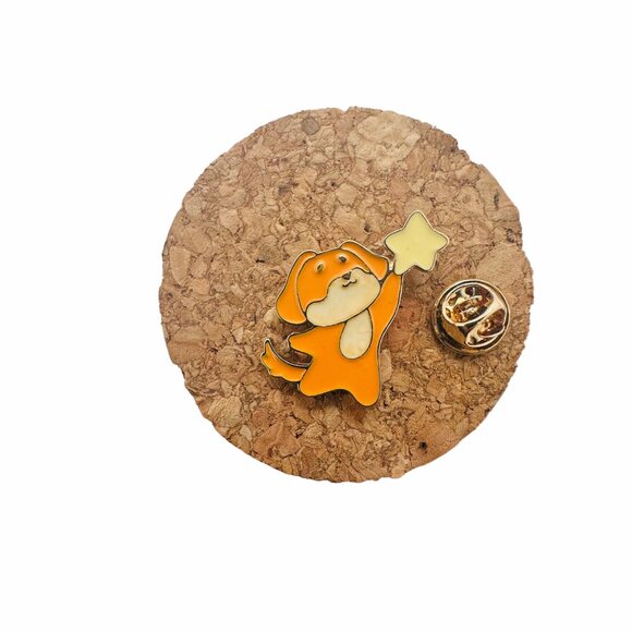 ☀️Enamel Pin Dog reaching star jewerly broch Cartoon Animal Orange Oz New Studen - Picture 2 of 5